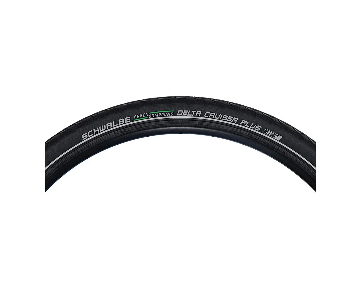 Schwalbe Delta Cruiser Plus Tire (Black/Reflective) (Wire) (Green Compound) (PunctureGuard) (E25) (26") (2.0")